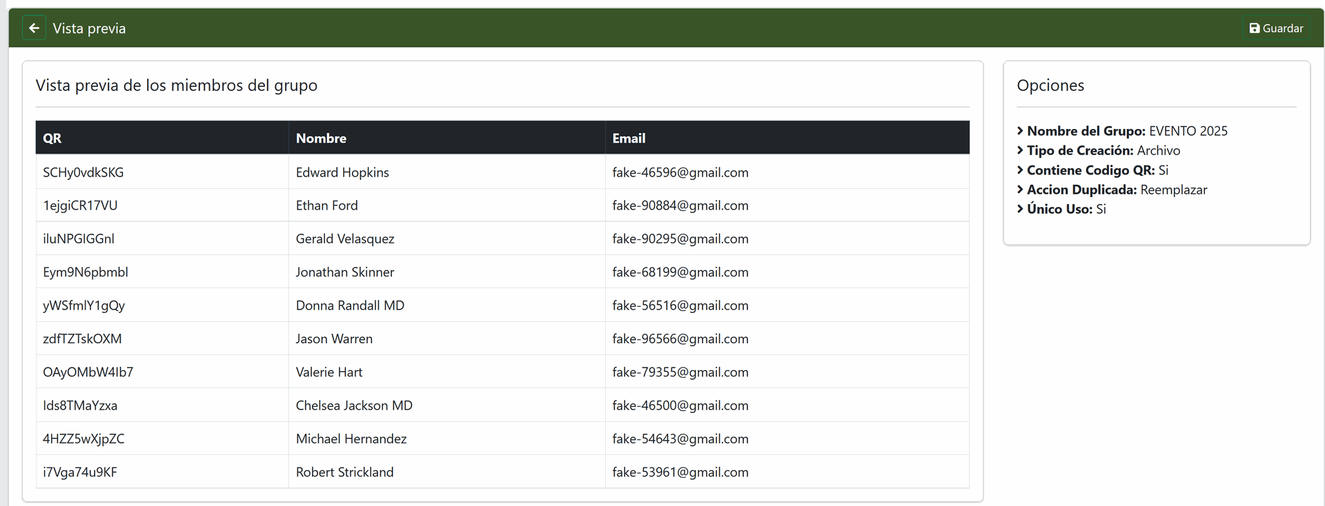 Visualizar datos del Excel a importar con un listado de asistentes al evento para realizar su control de entrada y salida Visualizar datos del Excel a importar con un listado de asistentes al evento para realizar su control de entrada y salida
