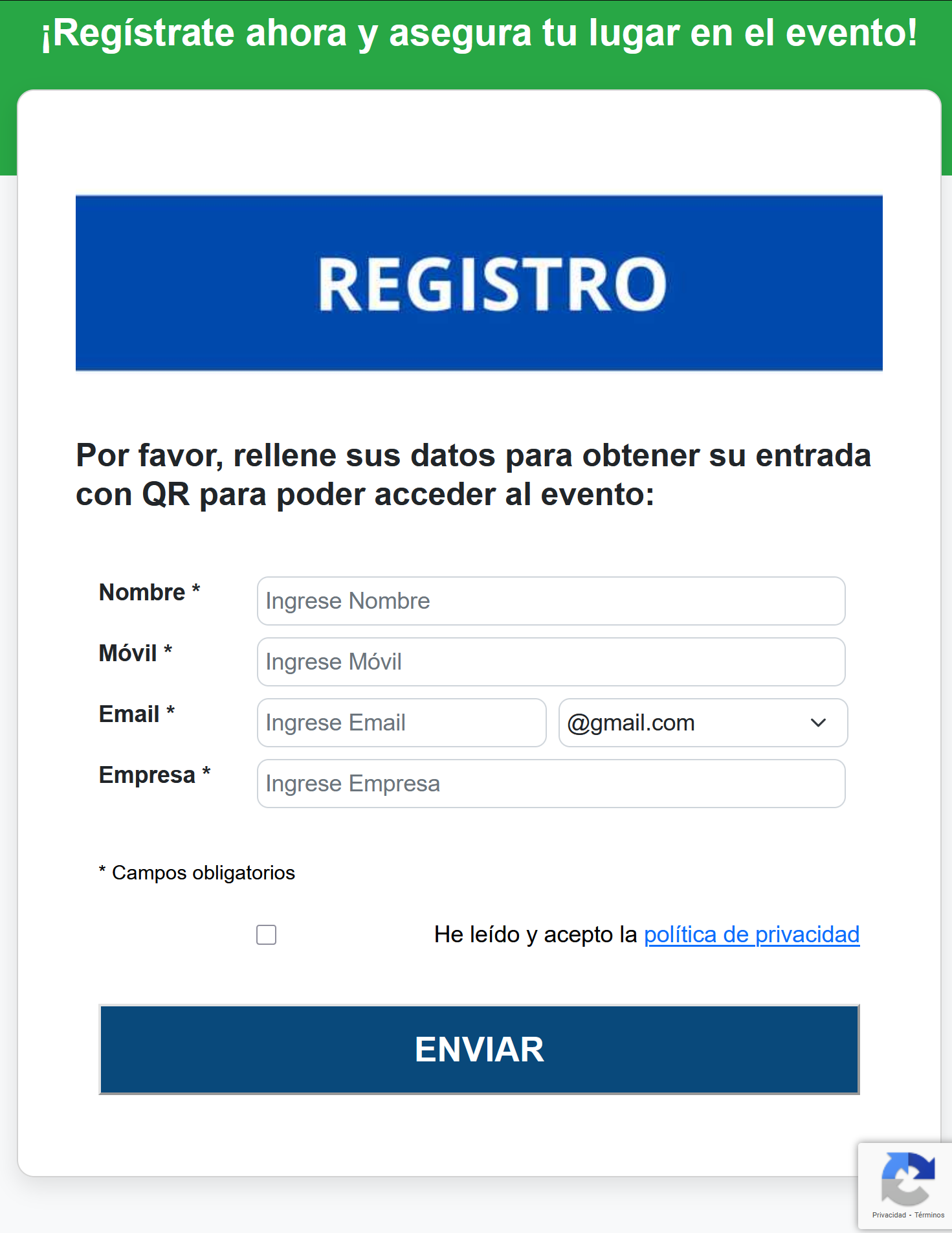 Ejemplo web de registro Ejemplo web de registro