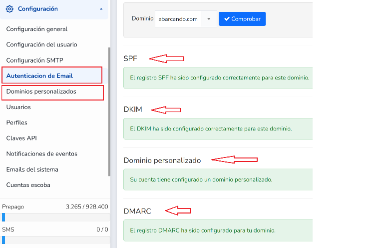 Configuración DNS en Mailrelay